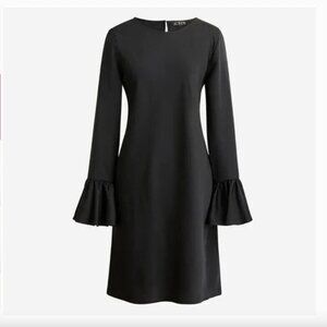 NWT J. Crew Winter Garden Cocktail Dress Bell Sleeves Black Silky Size 4 $138
